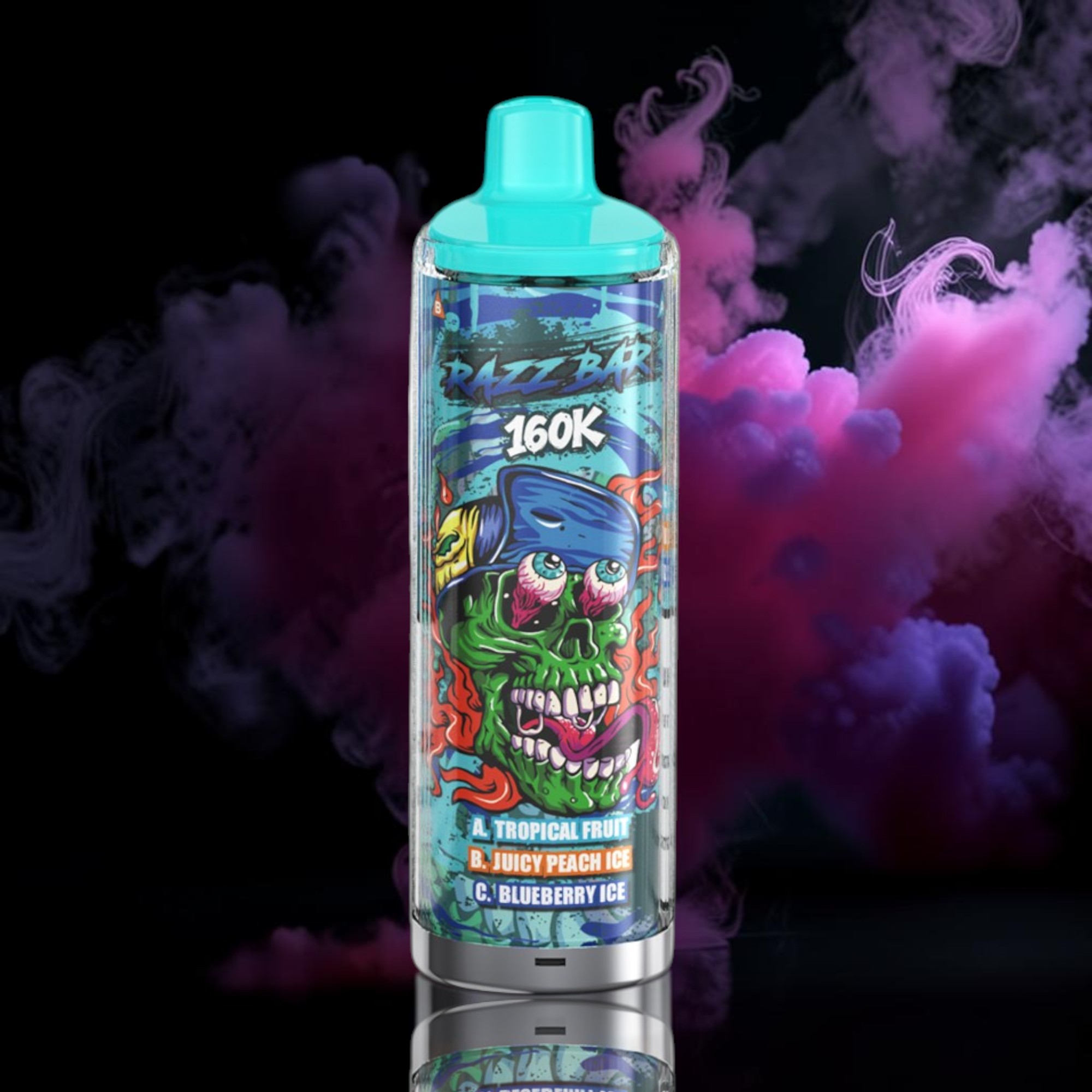 Razz Bar 160K Trio – Tropical Fruit • Juicy Peach Ice • Blueberry Ice